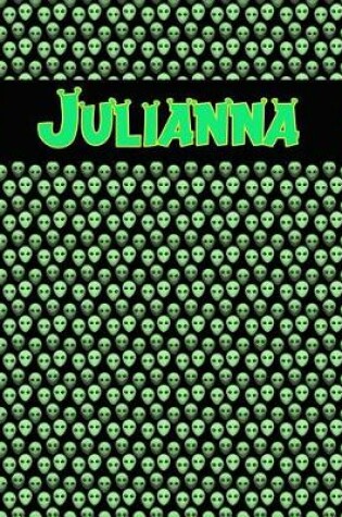 Cover of 120 Page Handwriting Practice Book with Green Alien Cover Julianna