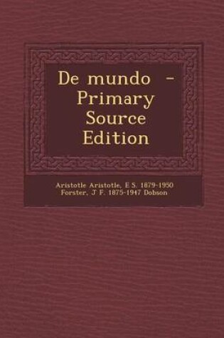 Cover of de Mundo - Primary Source Edition