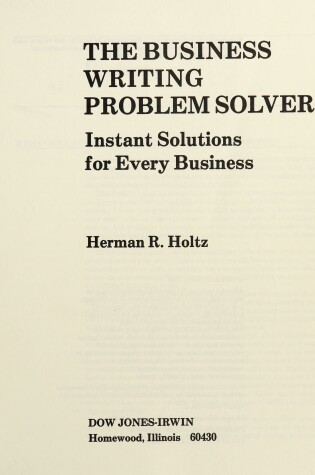 Cover of The Business Writing Problem Solver