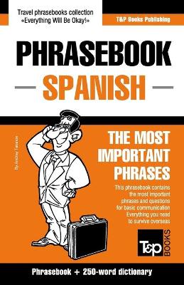 Book cover for English-Spanish phrasebook and 250-word mini dictionary