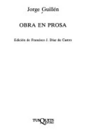 Cover of Obra En Prosa