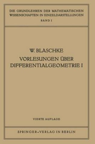 Cover of Vorlesungen UEber Differentialgeometrie I