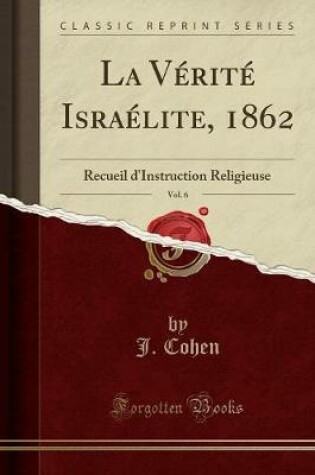 Cover of La Verite Israelite, 1862, Vol. 6