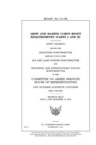 Cover of Army and Marine Corps reset requirements. Pt. I and II