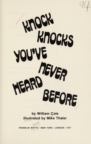 Book cover for Knock Knocks You'Ve Never Heard before