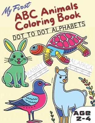 Book cover for animals alphabet ABC coloring book for kids ages 2-4 years