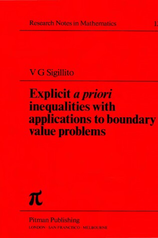 Cover of Explicit "a Priori" Inequalities with Applications to Boundary Value Problems