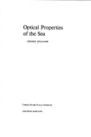 Cover of Optical Properties of the Sea