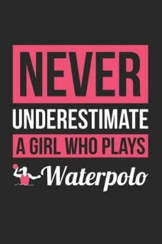 Cover of Waterpolo Notebook - Never Underestimate A Girl Who Plays Waterpolo - Waterpolo Training Journal - Gift for Waterpolo Player