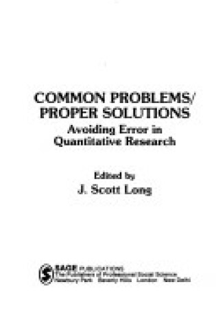 Cover of Common Problems/Proper Solutions