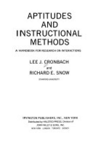 Cover of Aptitudes and Instructional Methods