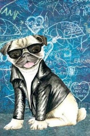 Cover of Journal Notebook Pug Biker Dog
