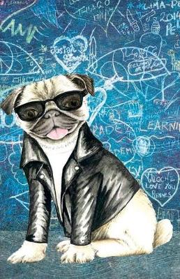 Book cover for Journal Notebook Pug Biker Dog