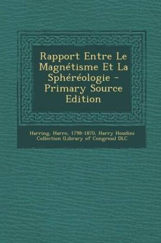 Cover of Rapport Entre Le Magnetisme Et La Sphereologie