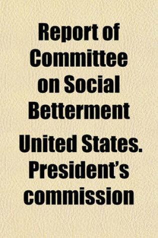 Cover of Report of Committee on Social Betterment