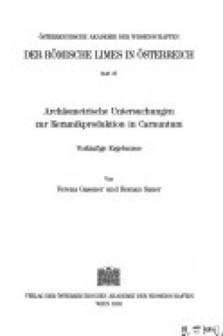 Cover of Archaometrische Untersuchungen Zur Keramikproduktion in Carnuntum