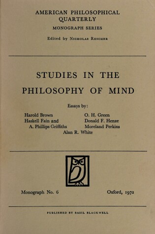 Cover of Studies in the Philosophy of Mind