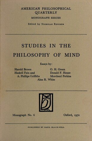 Book cover for Studies in the Philosophy of Mind