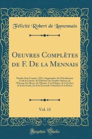 Cover of Oeuvres Completes de F. de la Mennais, Vol. 11