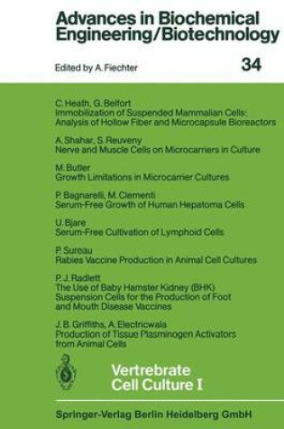 Cover of Vertebrate Cell Culture I