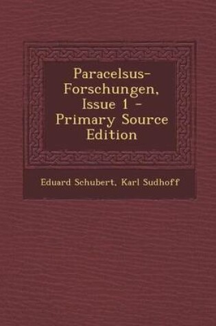 Cover of Paracelsus-Forschungen, Issue 1 - Primary Source Edition