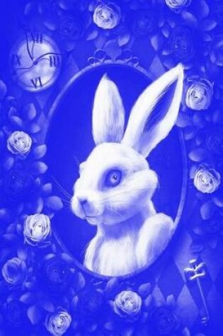 Cover of Alice in Wonderland Pastel Modern Journal - Inwards White Rabbit (Royal Blue)
