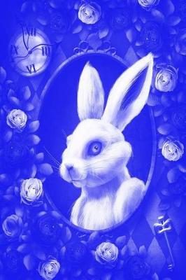Book cover for Alice in Wonderland Pastel Modern Journal - Inwards White Rabbit (Royal Blue)