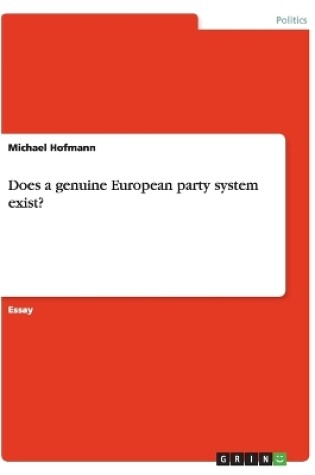 Cover of Does a genuine European party system exist?