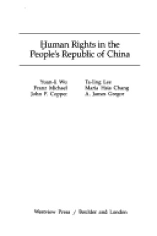 Cover of Human Rights In The People's Republic Of China