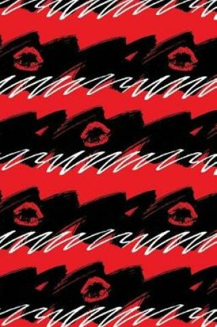 Cover of Journal Notebook Red Lips - Abstract Red and Black Pattern