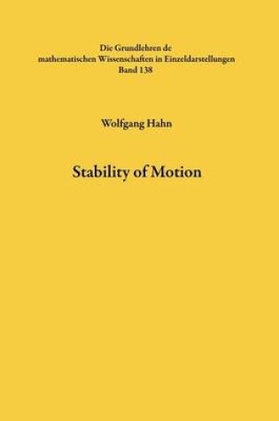 Cover of Stability of Motion