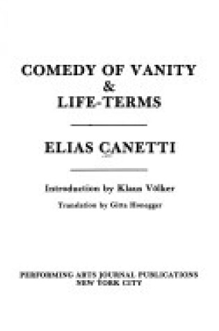 Cover of Comedy of Vanity