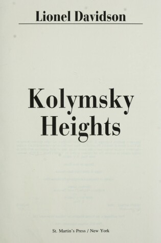 Cover of Kolymsky Heights