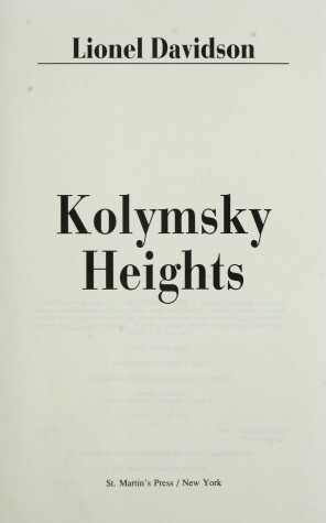 Book cover for Kolymsky Heights