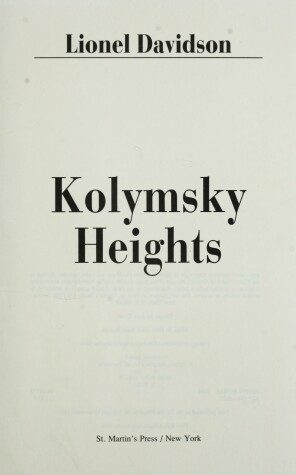 Cover of Kolymsky Heights