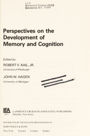 Cover of Perspectives on the Development of Memory and Cognition