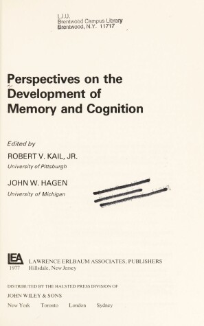 Book cover for Perspectives on the Development of Memory and Cognition