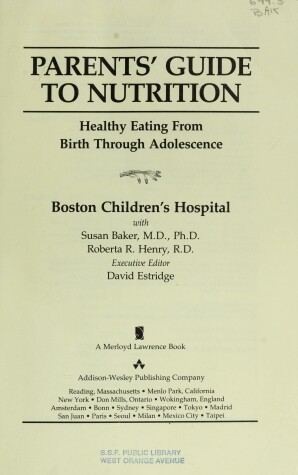 Book cover for Parent's Guide to Nutrition