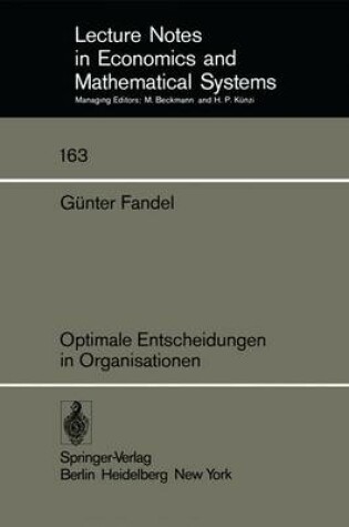 Cover of Optimale Entscheidungen in Organisationen