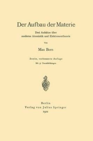 Cover of Der Aufbau der Materie