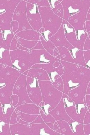 Cover of Journal Notebook Ice Skates in Snow Winter Pattern - Pink