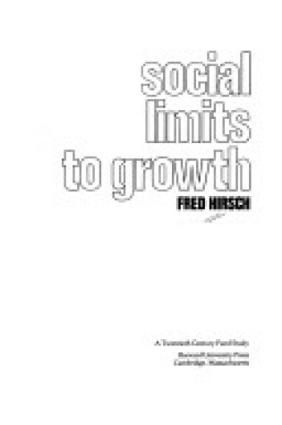 Cover of Social Limits to Growth