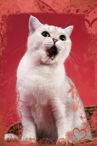 Cover of Cute White Cat Singing Composition Notebook, College Ruled