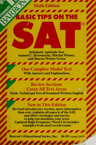 Cover of Barron's Basic Tips on the SAT, Scholastic Aptitude Test