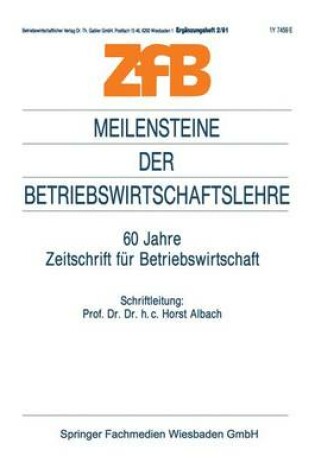 Cover of Meilensteine der Betriebswirtschaftslehre