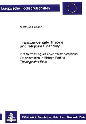 Cover of Transzendentale Theorie und religioese Erfahrung