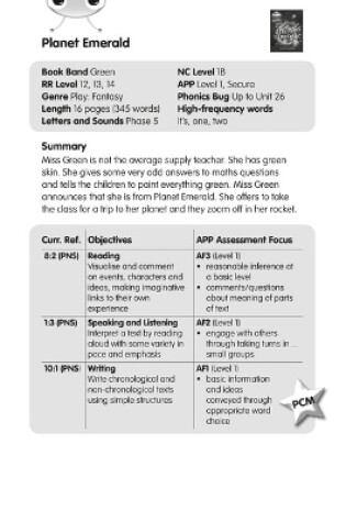 Cover of BC JD Plays Green/1B Planet Emerald Guided Reading Card