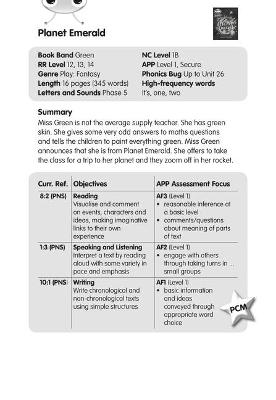 Cover of BC JD Plays Green/1B Planet Emerald Guided Reading Card