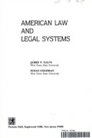 Cover of American Law and Legal Systems