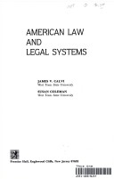 Book cover for American Law and Legal Systems